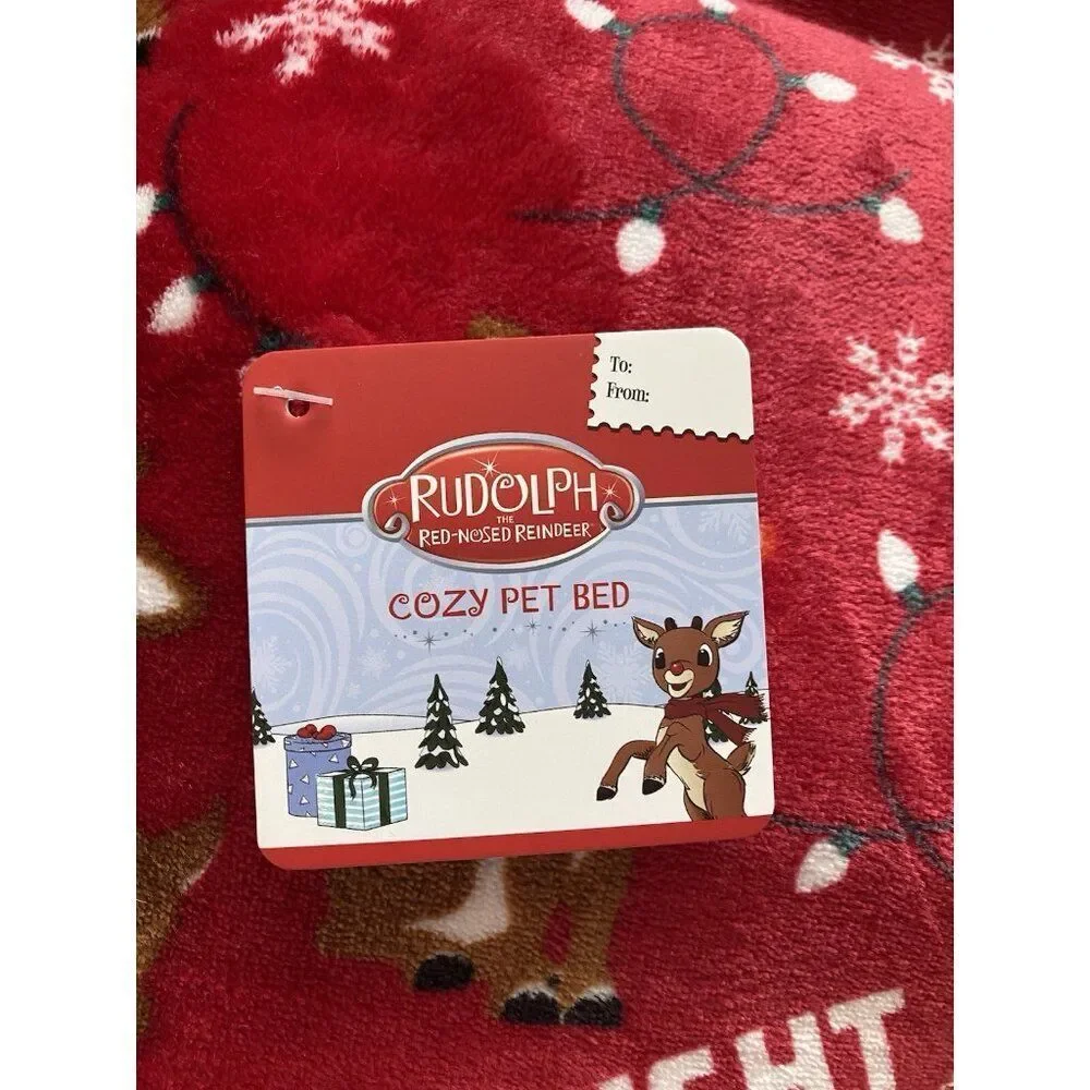 Rudolph The Red Nose Reindeer Cozy Dog Pillow Pet BED Super Soft 23”‎ X 36” Red